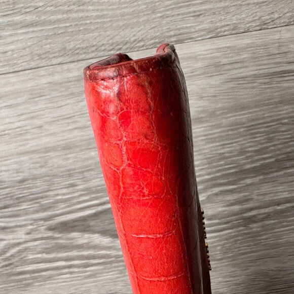 Miu Miu Red Croc Embossed Leather Zip Around Wallet with Original Box - Picture 5 of 16